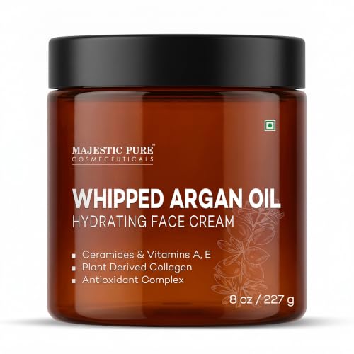 Majestic Pure Whipped Argan Oil Body Butter - 8 Oz with Ceramides & Vegan Collagen for Deep Hydration