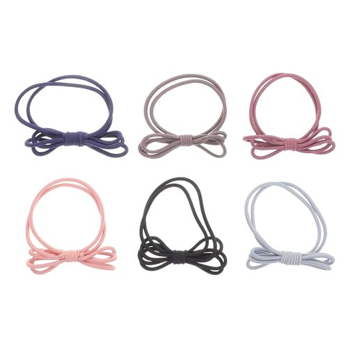 FRCOLOR Double-Layer Bowknot Elastic Hair Ties - 6-Pack Mixed Colors