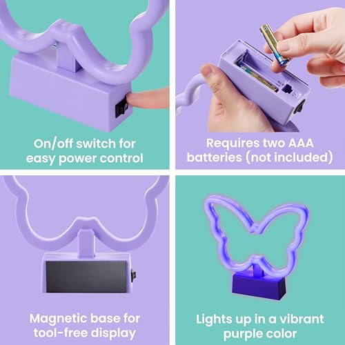 Magnetic Butterfly Neon LED Night Light for Kids & Decor