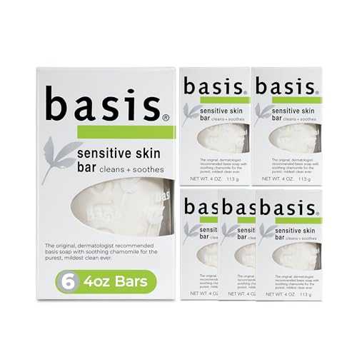 Basis Sensitive Skin Bar Soap - Unscented, 6-Pack (4 OZ Each)