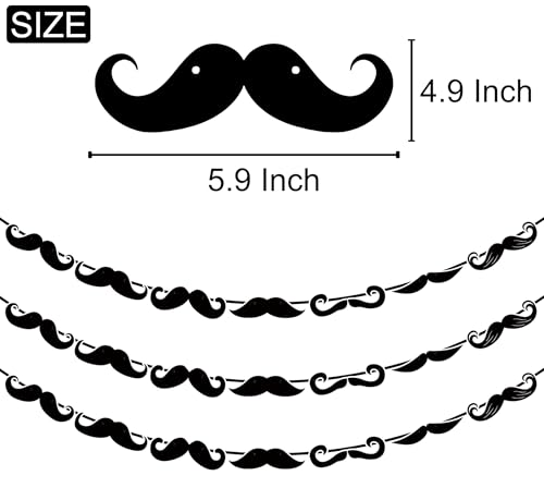 Moustache Banner Decorations - 3 Pack for Birthdays & Parties