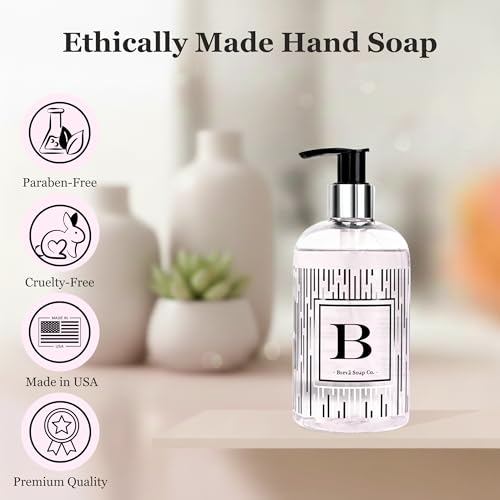 Brevä Soap Co. Monogrammed Luxury Liquid Hand Soap - D | Citrus Bloom Scent | 12 oz Personalized Hand Wash