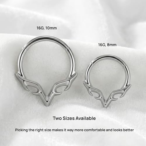 MissNity 16G Hinged Clicker Ring - 316L Steel, 10mm Silver for Septum, Daith, Cartilage