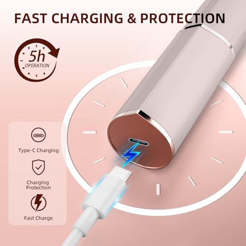 Rose Gold Facial Hair Remover for Women - Rechargeable, 2 Heads