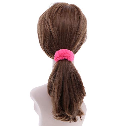 Set of 6 Faux Fur Scrunchies - Hot Pink, Burgundy, Royal