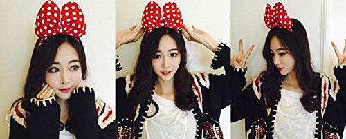 Satin White Jumbo Polka Dot Mouse Ears Headband Set - Red, Black & Pink