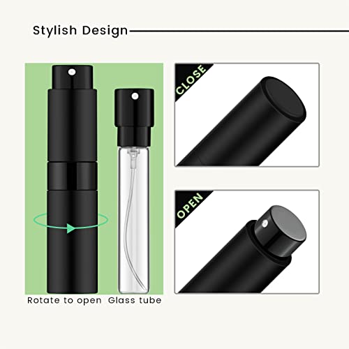 IRON BILL Matte Black Travel Perfume Atomizer Set 8ml Refillable Spray Bottles for Men & Women