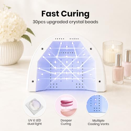 Beetles UV Nail Lamp - 1 Count, Smart Sensor with 3 Timer Settings for Gel Nails - White