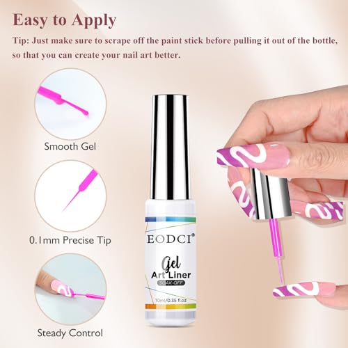 eodci Macaroon Nail Art Gel Liner Set - 12 Colors for DIY Designs