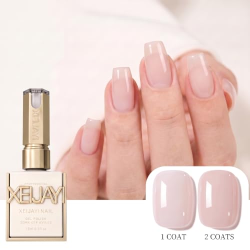 Sheer Nude Pink Jelly Gel Nail Polish - 15ml Soak-Off UV/LED Formula