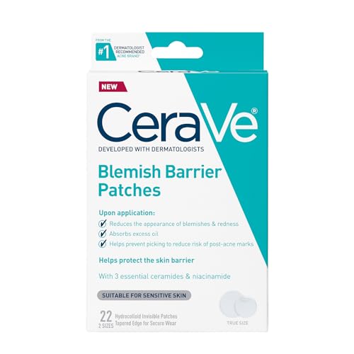 CeraVe Hydrocolloid Acne Patches with Niacinamide, Ultra-Thin, 22 Count