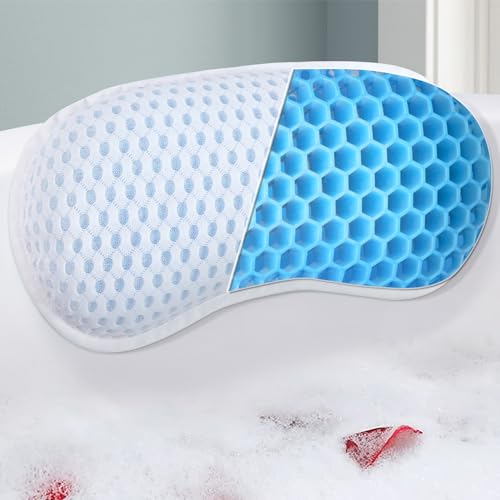 Small White Bathtub Pillow - Ergonomic Neck & Back Support with 3 Suction Cups