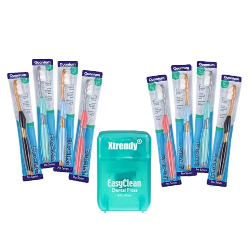 XTRENDY Extra Soft Toothbrush Pack with Feathered Bristles & Slim Handle - 8 Pack for Sensitive Gums