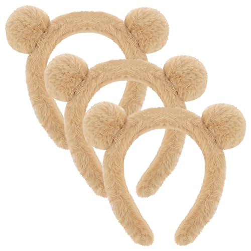 Ondder PatternB Light Brown Bear Ears Headbands Set - Cute Spa & Makeup Hair Accessories