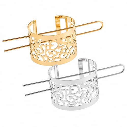 Chinese Hair Cuff and Sticks Set - Gold & Silver Bun Accessories