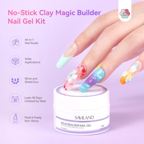 SAVILAND Non-Stick Solid Builder Nail Gel - Clear & White (Clear&White) 3D Nail Art Kit