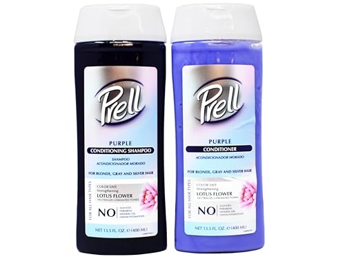 Prell Purple Shampoo and Conditioner Set for Blonde, Gray & Silver Hair