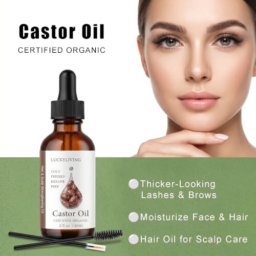 Castor Oil for Eyelash & Brow Growth Organic 2oz - Natural Hair Serum