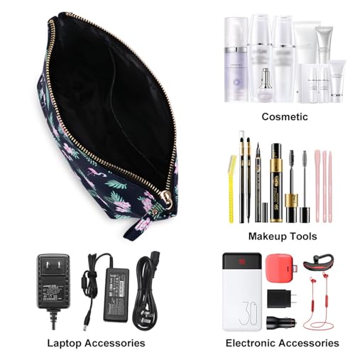 Flamingo Zippered Makeup Bag - Travel Cosmetic Pouch for Women