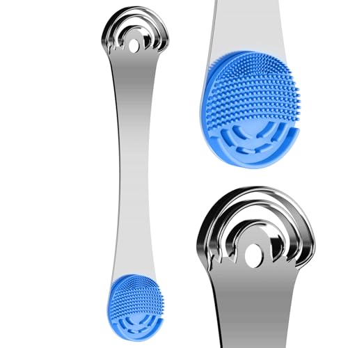 ROMALOVE Double-Ended Stainless Steel & Silicone Tongue Scraper for Adults