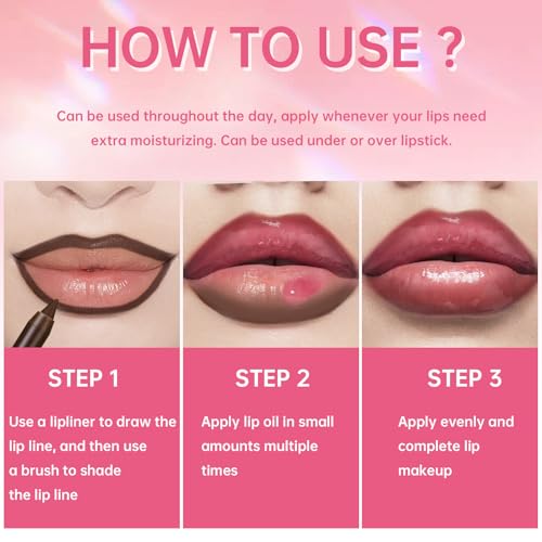 HOSAILY Lip Oil & Lip Liner Set - 4 Colors Moisturizing Gloss