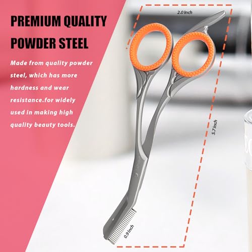 Eyebrow Trimming Scissors with Comb - Ergonomic Steel Design