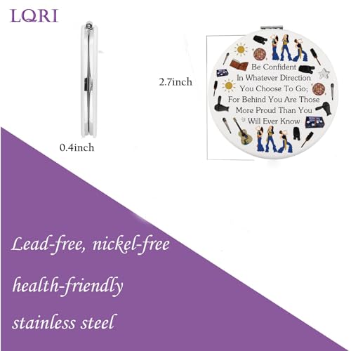 LQRI Musical Makeup Mirror - Silver Hand-Held Cosmetic Mirror for Fans