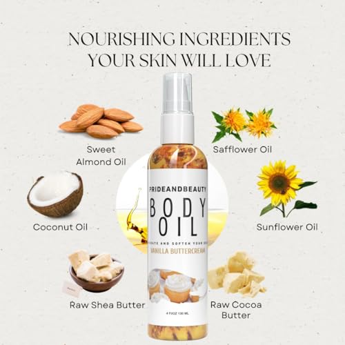 PrideandBeauty Vanilla After Shower Oil - Hydrating Body Oil, 4 oz