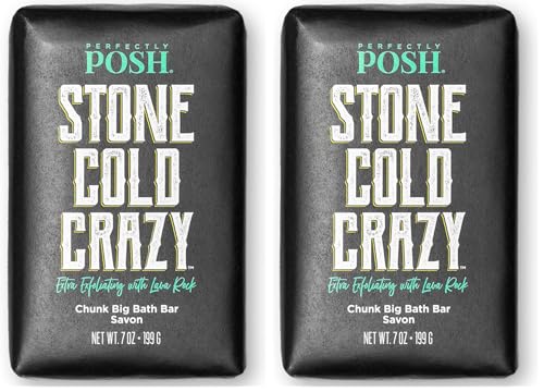 Perfectly Posh Stone Cold Crazy Big Bath Bar Soap 7oz Pack of 2 - Refreshing Nourishing Cleanser