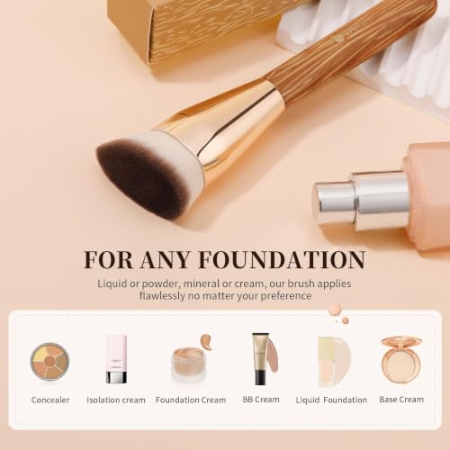 DUcare Brown Contoured Foundation Brush for Liquid & Cream Makeup - Sculpts & Defines