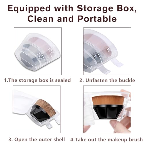 Jaasuee Hexagon Flat Top Kabuki Foundation Brush with Case - Flawless Liquid & Powder Makeup Tool