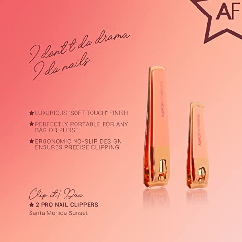 Almost Famous Nail Clipper Set, Wide Jaw for Thick Nails - Orange