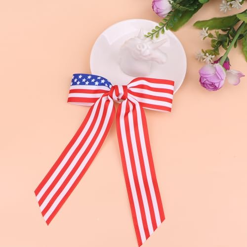 4th of July Patriotic Hair Bows for Women & Girls - Handmade Red White Blue Alligator Clips, 5.5 Inch B - Beleki