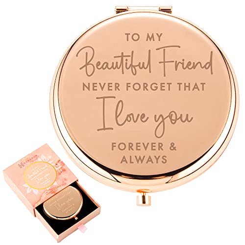 Rose Gold Compact Mirror for Women - Sentimental Friendship Gift for Besties