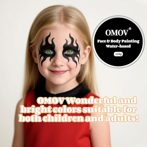 OMOV Black Face Paint Palette - 120g Non-Toxic, Water-Activated for SFX Makeup