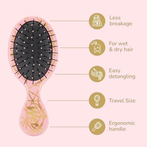 Wet Brush Mini Detangler Hair Brush - Peach Geo, Travel Size