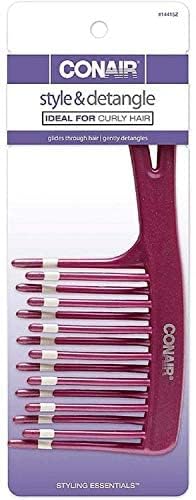 Conair Detangling Comb Pack of 3 – Wide-Tooth Hair Styling Comb for Thick, Curly Hair