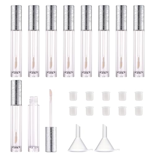 10pcs Refillable Lip Gloss Tubes with Wand - 6ml Clear Containers