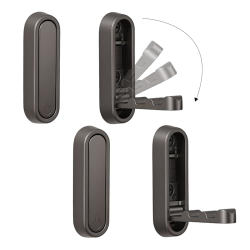 Heavy Duty Folding Wall Hooks - 2 Pack, Zinc Alloy, Grey