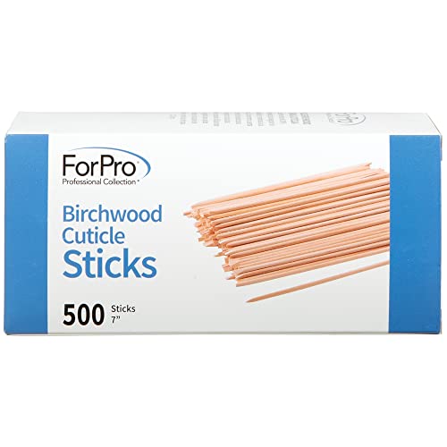 ForPro Birchwood Cuticle Sticks 7” 500-Count Double-Sided Pusher for Manicures & Pedicures