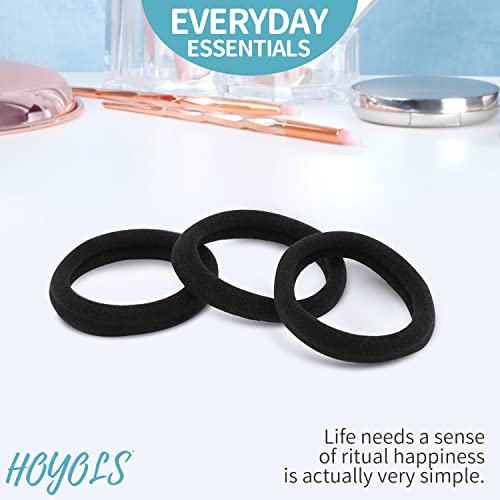HOYOLS Black Hair Ties 50 Pack No Damage Ponytail Holders Seamless Hairbands