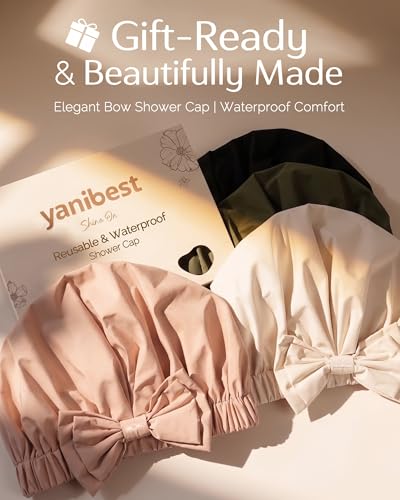 YANIBEST Reusable Waterproof Shower Cap for Women - Cute & Durable