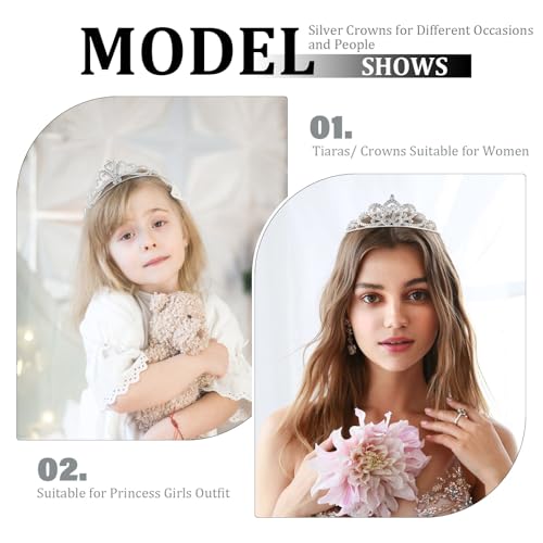16-Piece Silver Rhinestone Tiara Set for Weddings, Proms & Parties