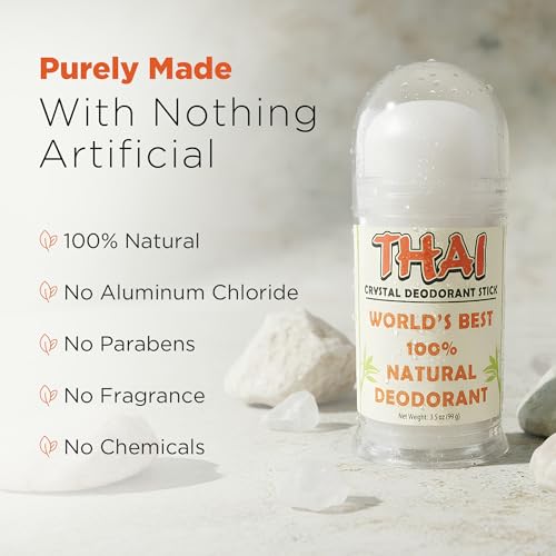 Thai Crystal Deodorant Stick - Unscented, Aluminum-Free, Hypoallergenic