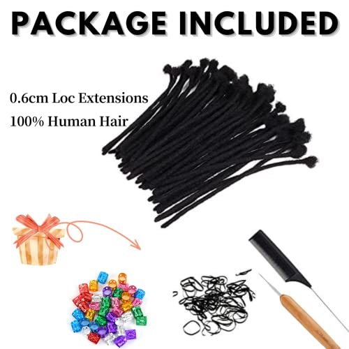 6 Inch Loc Extensions - 10 Strands Natural Black Human Hair