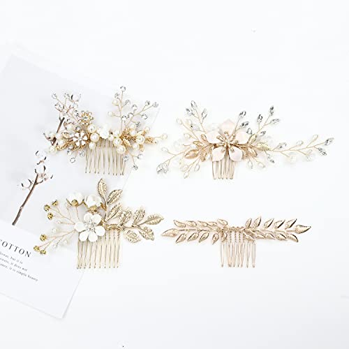 36-Piece Gold Bridal Hair Accessory Set with Flower and Leaf Designs