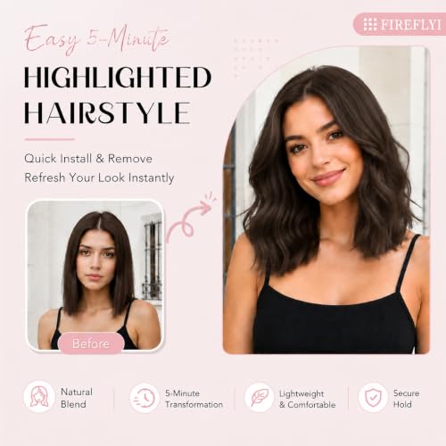 FIREFLYI 18-Inch Short Clip-In Hair Extensions, 5-Piece Volumizing Set