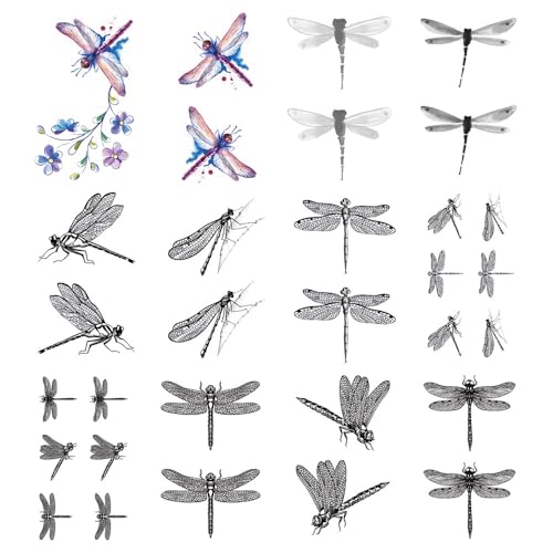 SanerLian Waterproof Dragonfly Temporary Tattoo Stickers Set of 12 - Model SF293