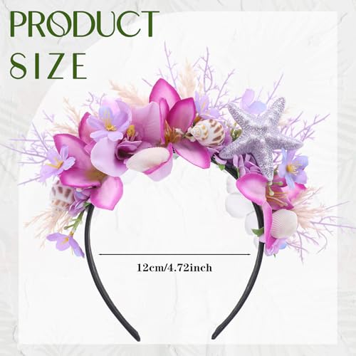KorViSHOW Purple Hawaiian Flower Crown Headband - Bridal & Festival Accessory