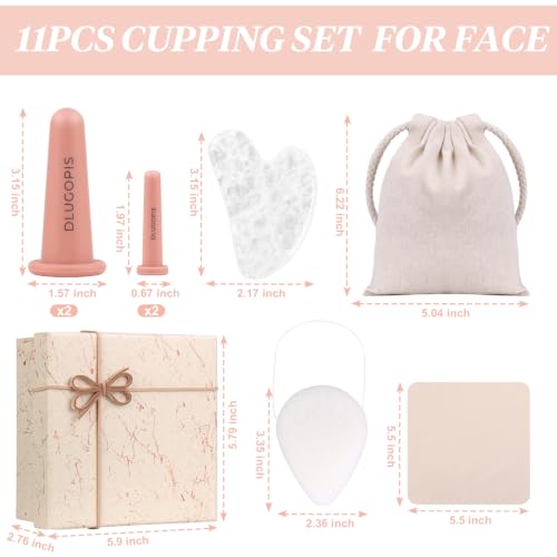 Facial Cupping Set & Gua Sha Tool - Pink Silicone Cupping Kit for Skincare